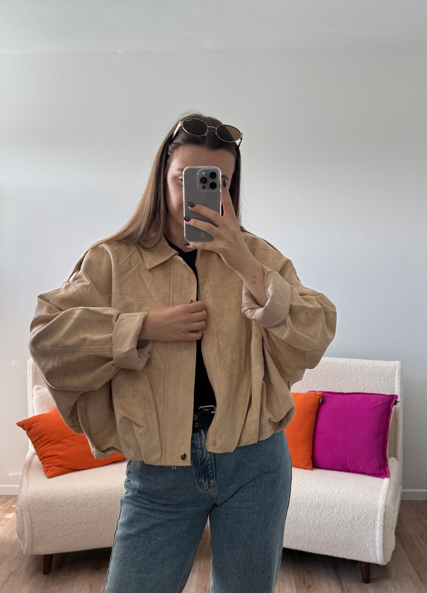 Veste en daim EZRA crème