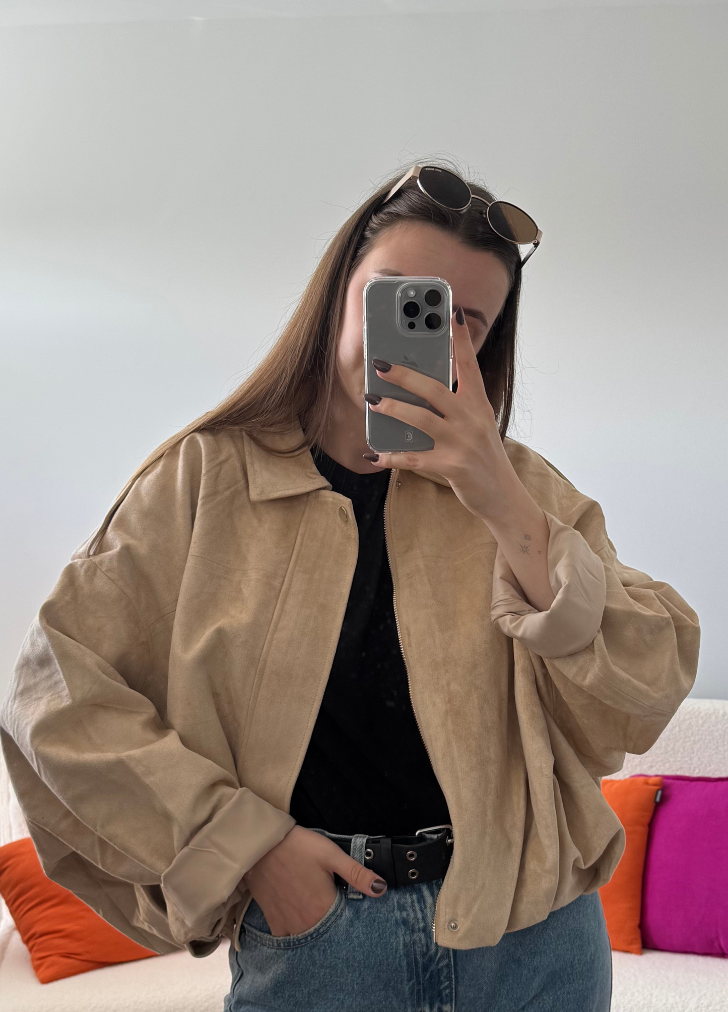 Veste en daim EZRA crème