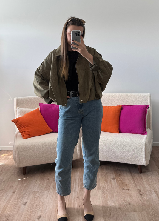 Veste en daim EZRA kaki