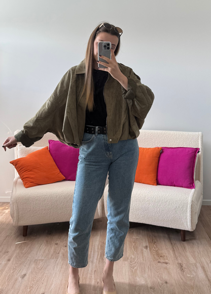 Veste en daim EZRA kaki