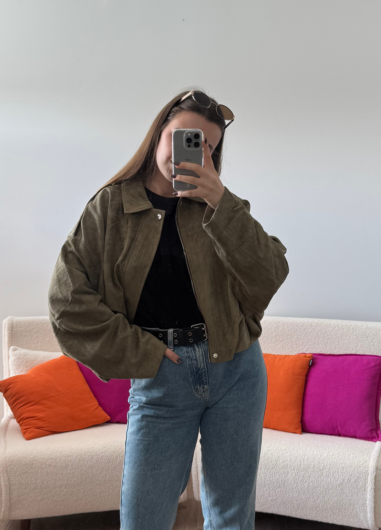 Veste en daim EZRA kaki