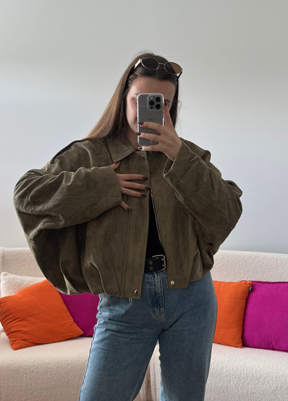 Veste en daim EZRA kaki