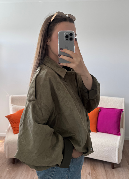 Veste en daim EZRA kaki